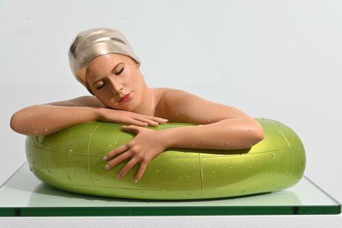 Miniature Serena w/ Lime Green Tube w/ Champagne Gold Leaf Cap