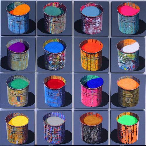 Composition de 16 pots d'artiste (2)