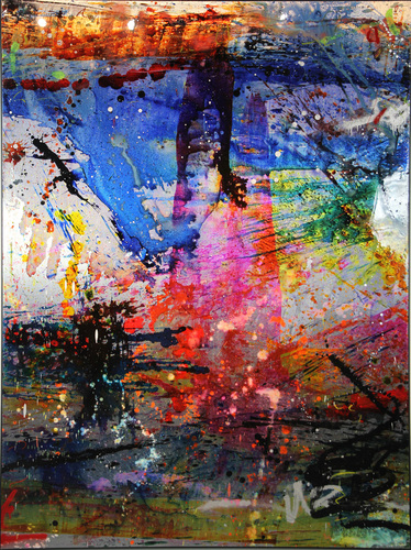 Abstract blue & pink