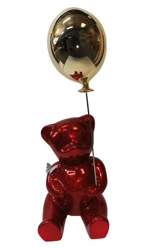 Brainy Red Glitter Balloon Gold (résine - paillettes)