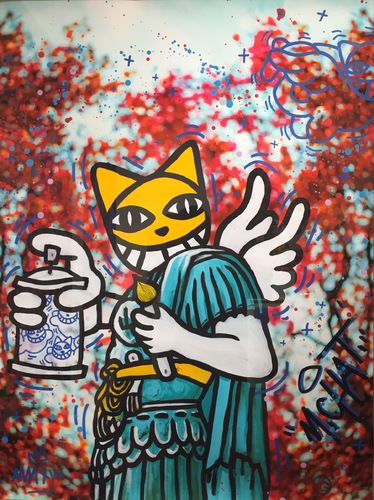Chat volant avec aérosol