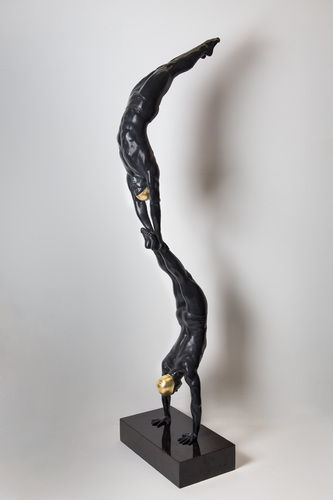 Miniature Double Diver bronze black w/24K gold leaf